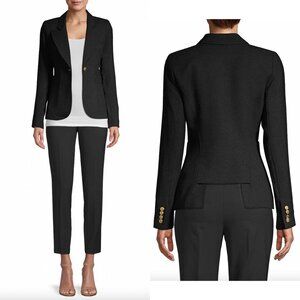 $725 Smythe Black Wool Blazer Duchess Single Button Jacket size 4